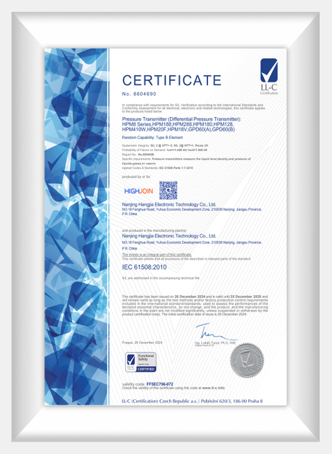 Trasmettitore di pressione SIL (trasmettitore di pressione differenziale)