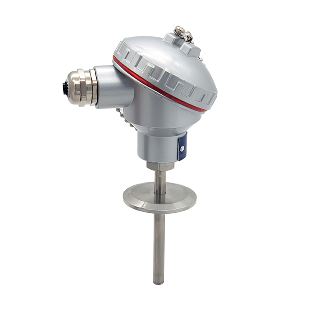 Sensore di temperatura PT100 Tri-clamp da 50,5 mm, duplex a 4 fili con scatola di giunzione impermeabile